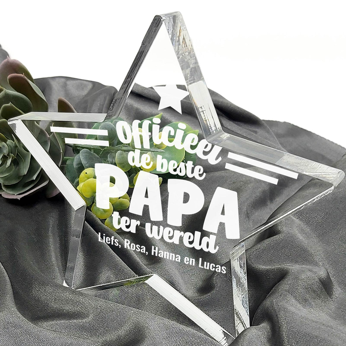 Officieel De Beste Papa Ter Wereld Plexiglas Ster - Bella Mia
