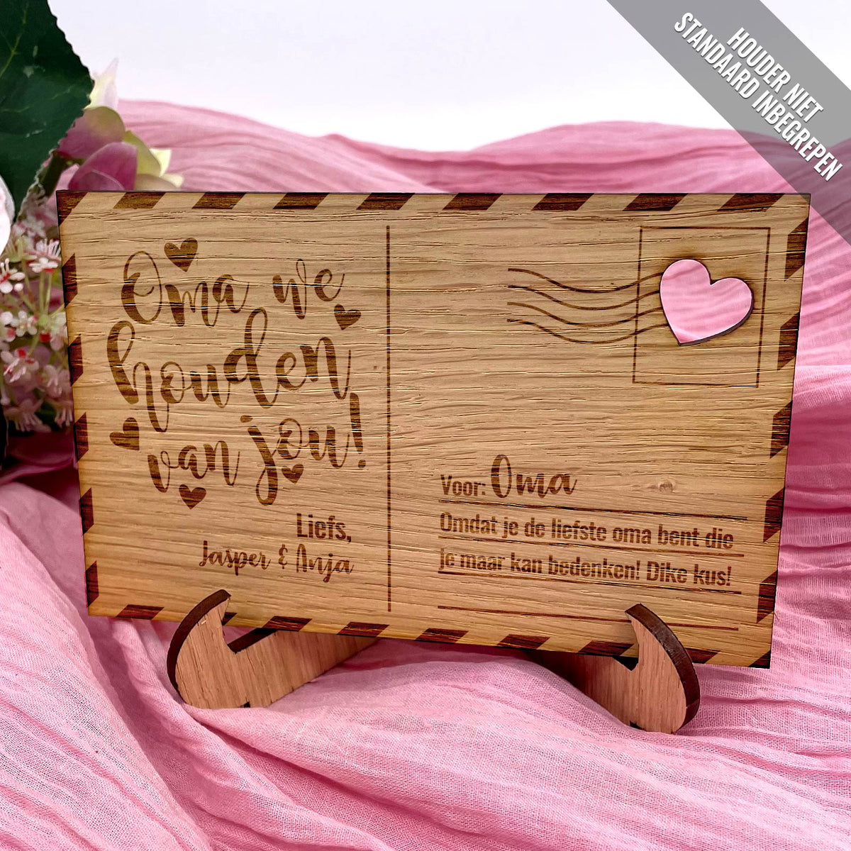 Oma, we houden van jou Houten Kaartje - Bella Mia