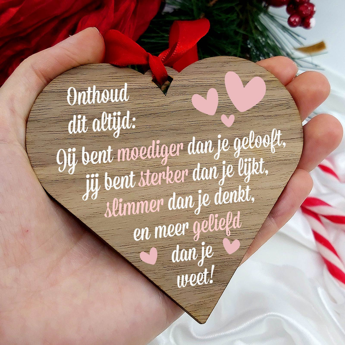 Onthoud dit altijd! - Hart van walnoot hout - Bella Mia