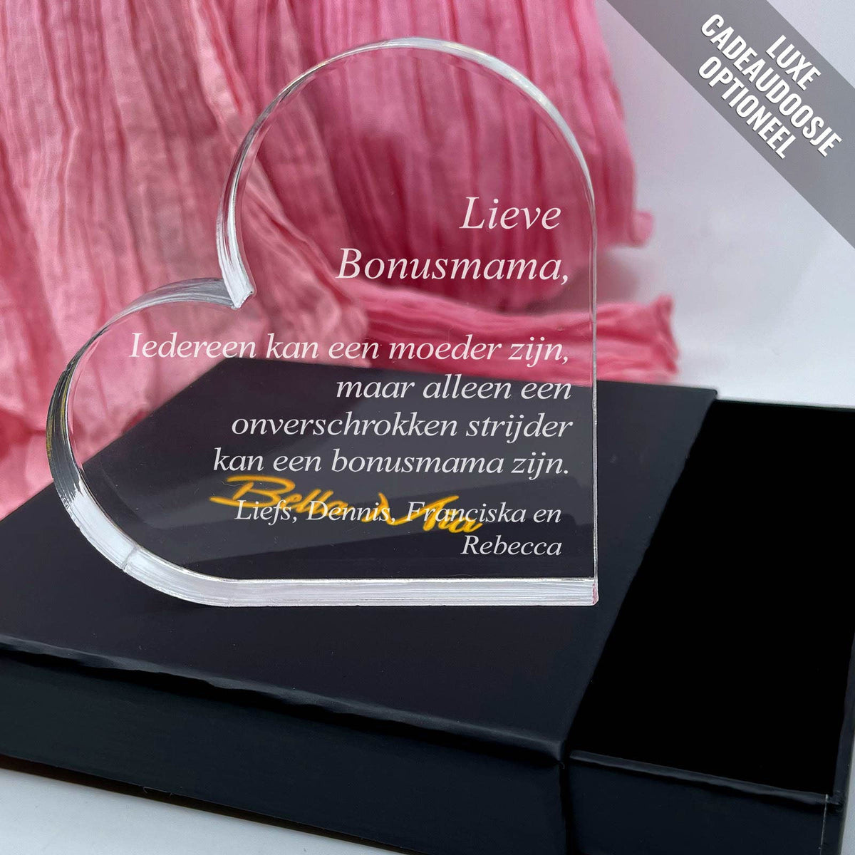 Onverschrokken Strijder- BonusMama Hart van Plexi Glas - Bella Mia