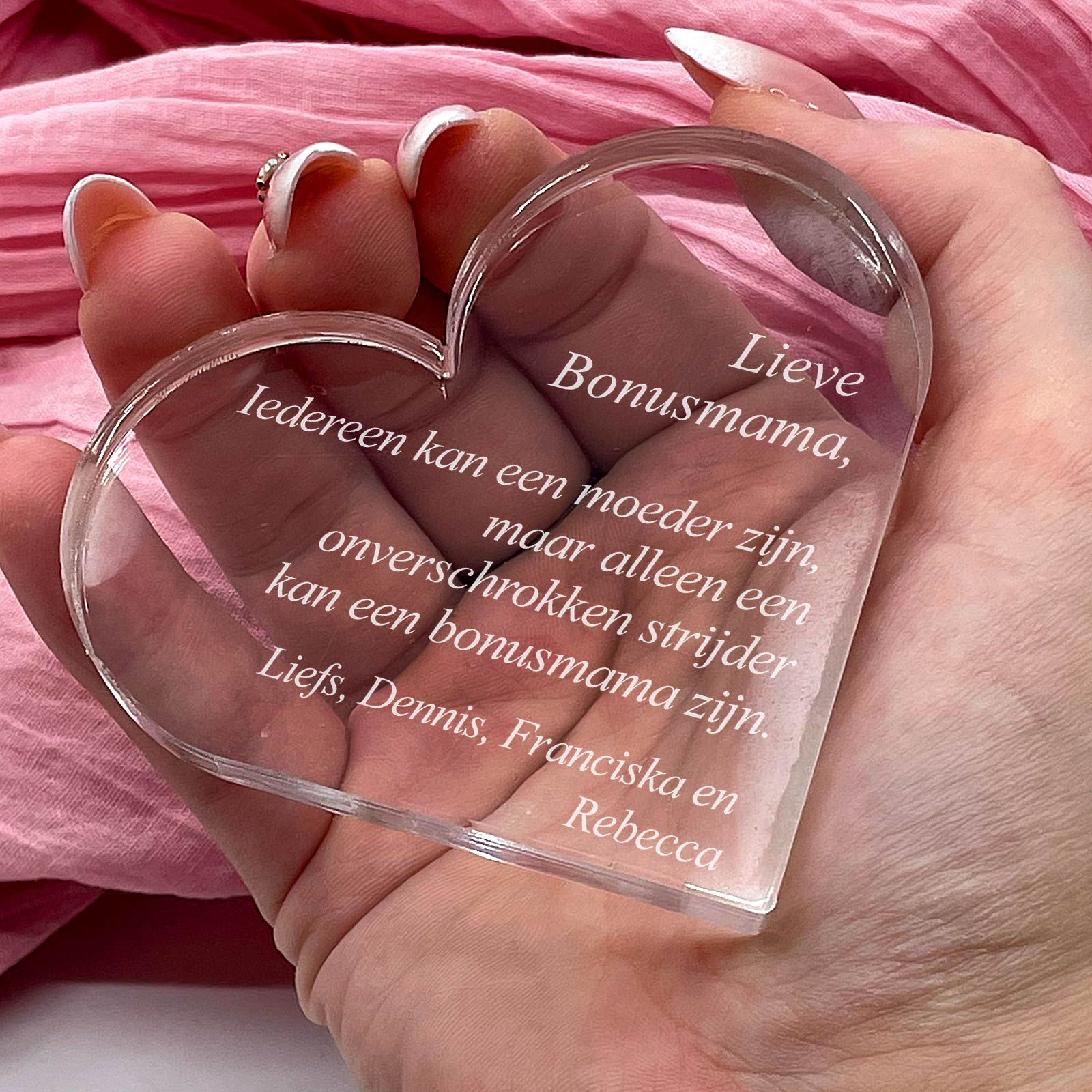 Onverschrokken Strijder- BonusMama Hart van Plexi Glas - Bella Mia