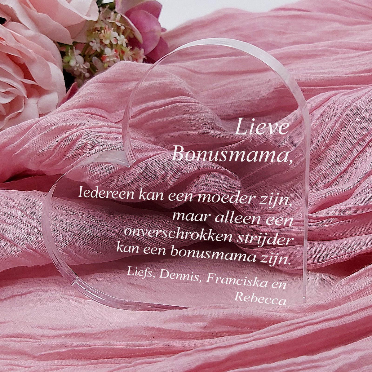 Onverschrokken Strijder- BonusMama Hart van Plexi Glas - Bella Mia