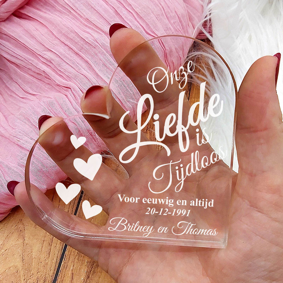 Onze Liefde Is Tijdloos Hart Van Plexi Glas - Bella Mia