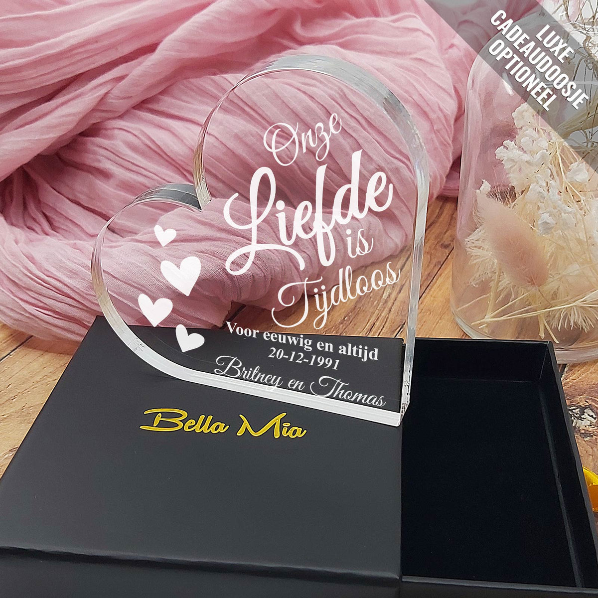 Onze Liefde Is Tijdloos Hart Van Plexi Glas - Bella Mia