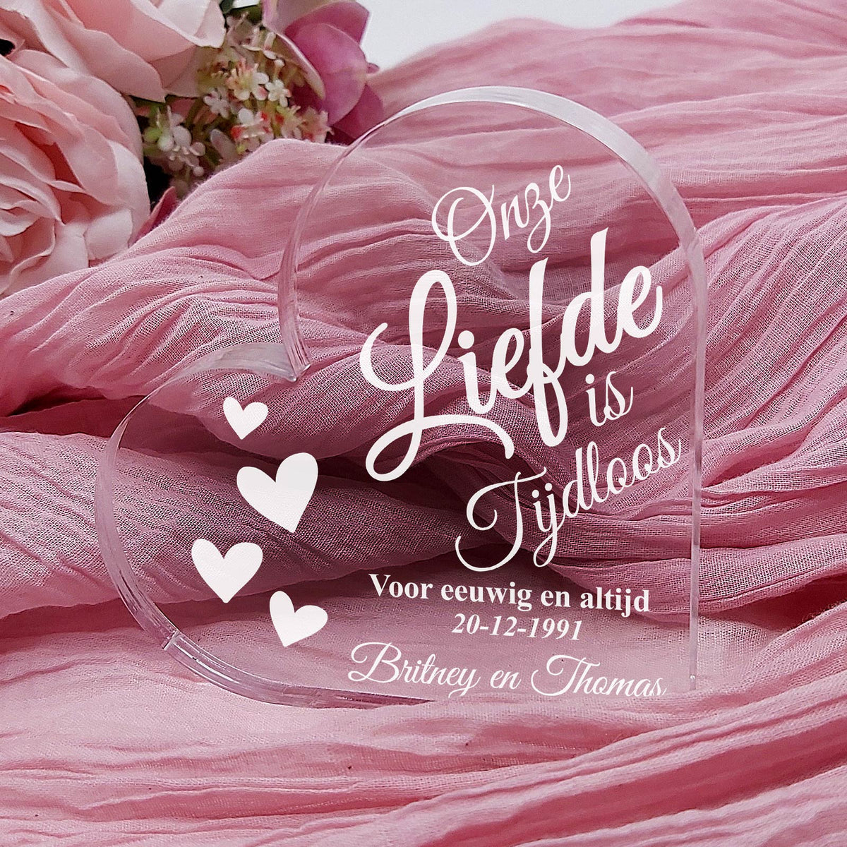 Onze Liefde Is Tijdloos Hart Van Plexi Glas - Bella Mia