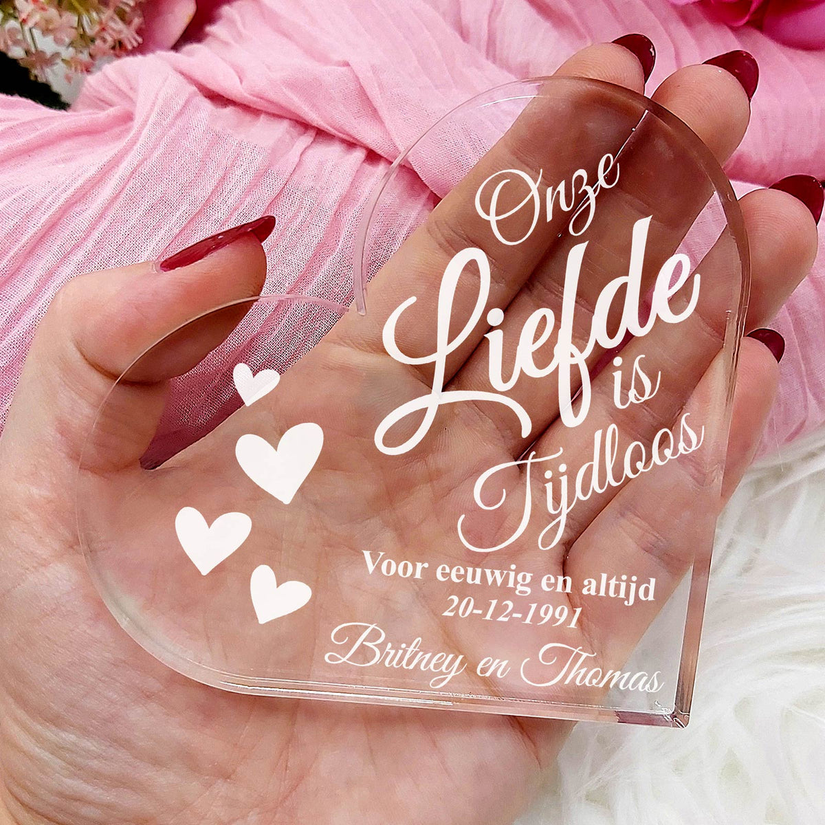 Onze Liefde Is Tijdloos Hart Van Plexi Glas - Bella Mia