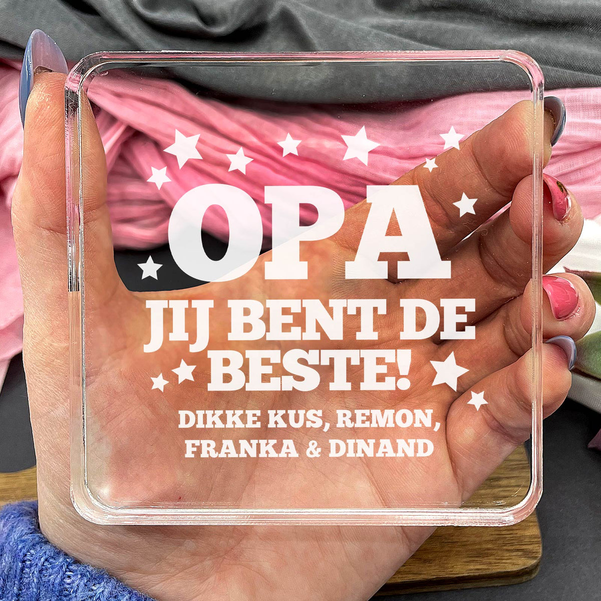 Opa, Jij Bent De Beste! Plexi Glas Cadeau - Bella Mia