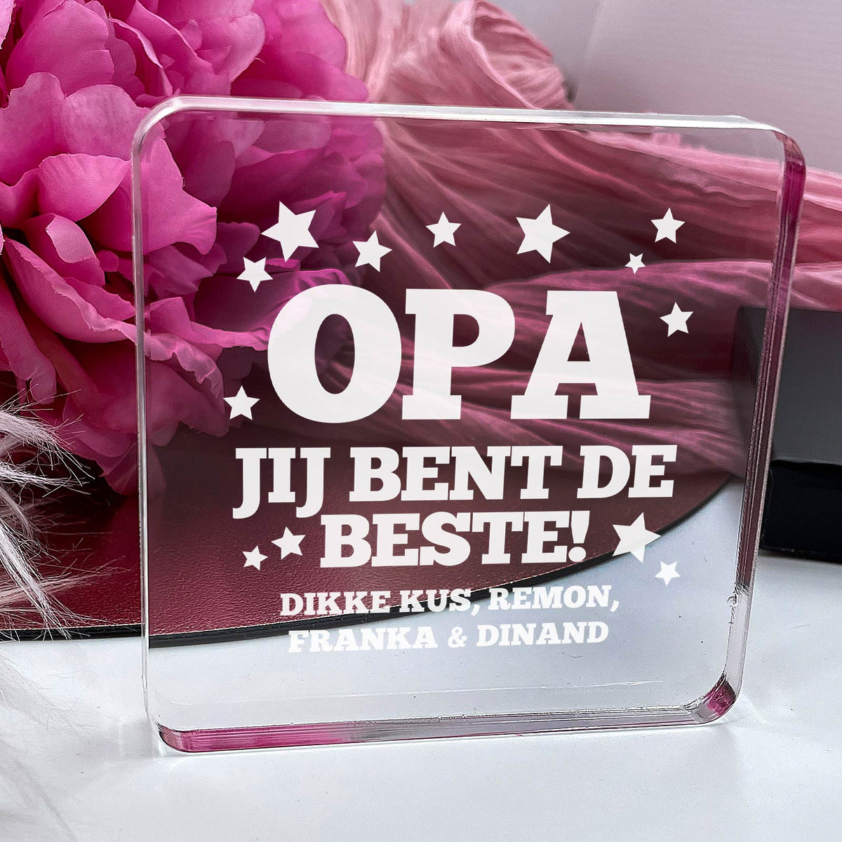 Opa, Jij Bent De Beste! Plexi Glas Cadeau - Bella Mia