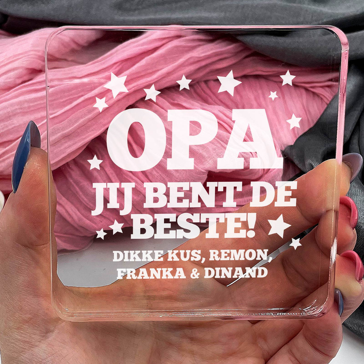 Opa, Jij Bent De Beste! Plexi Glas Cadeau - Bella Mia