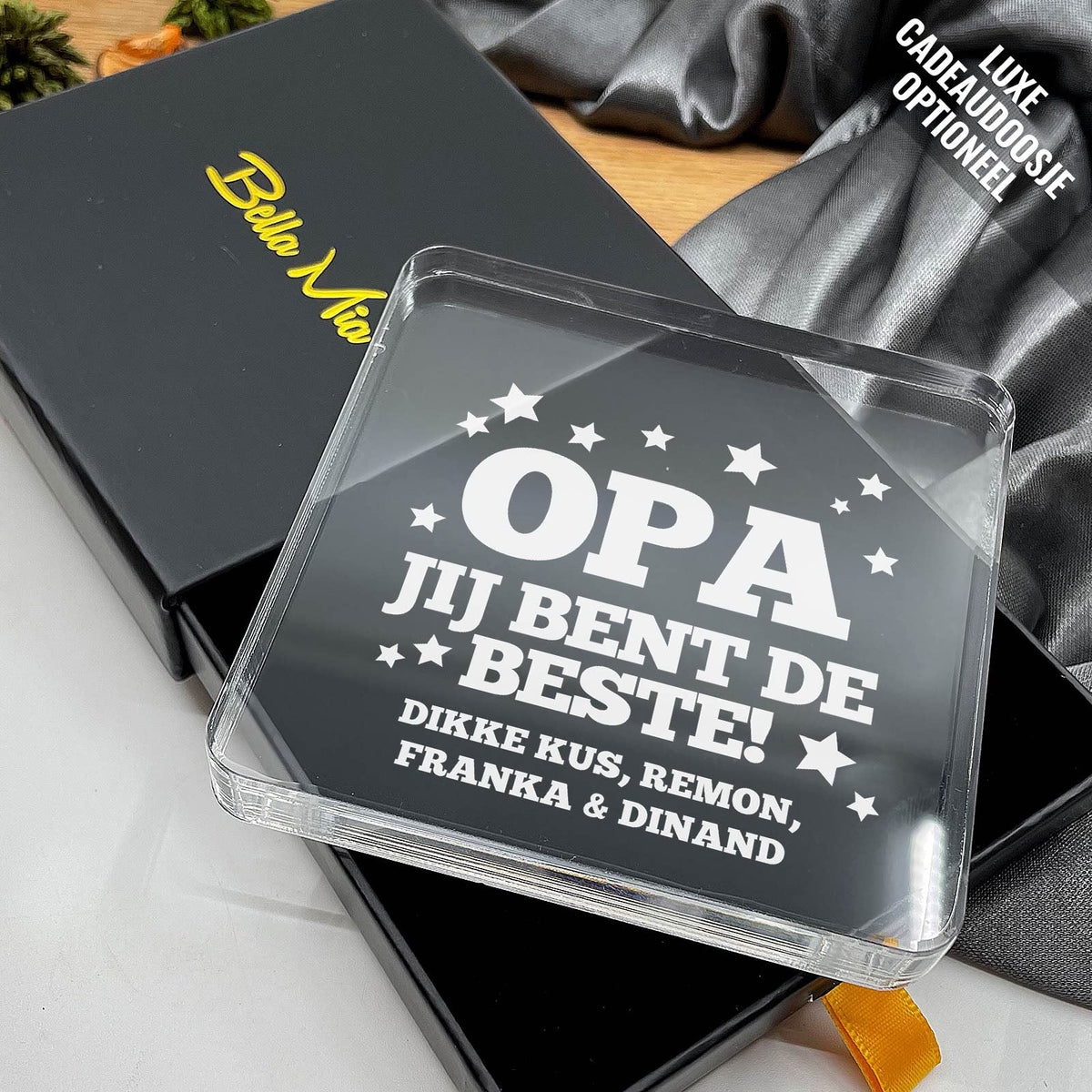 Opa, Jij Bent De Beste! Plexi Glas Cadeau - Bella Mia
