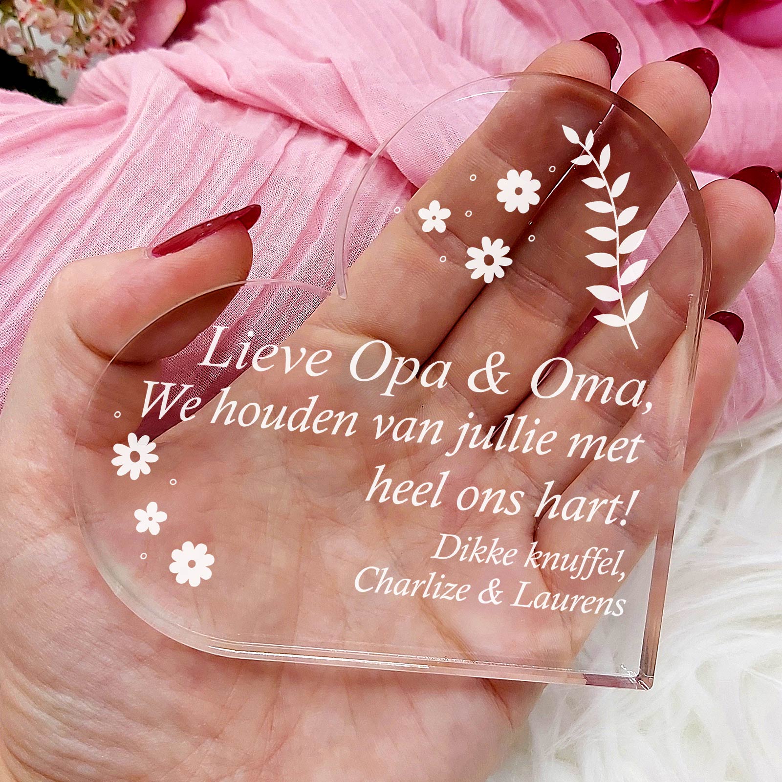 Opa & Oma - we houden van jullie - Hart van Plexi Glas - Bella Mia