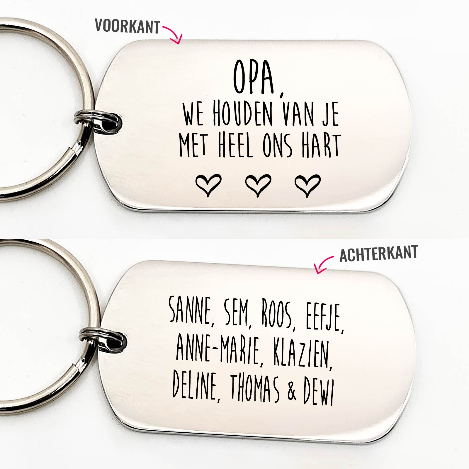 Opa We Houden Van Je Met Heel Ons Hart - Dogtag - Bella Mia