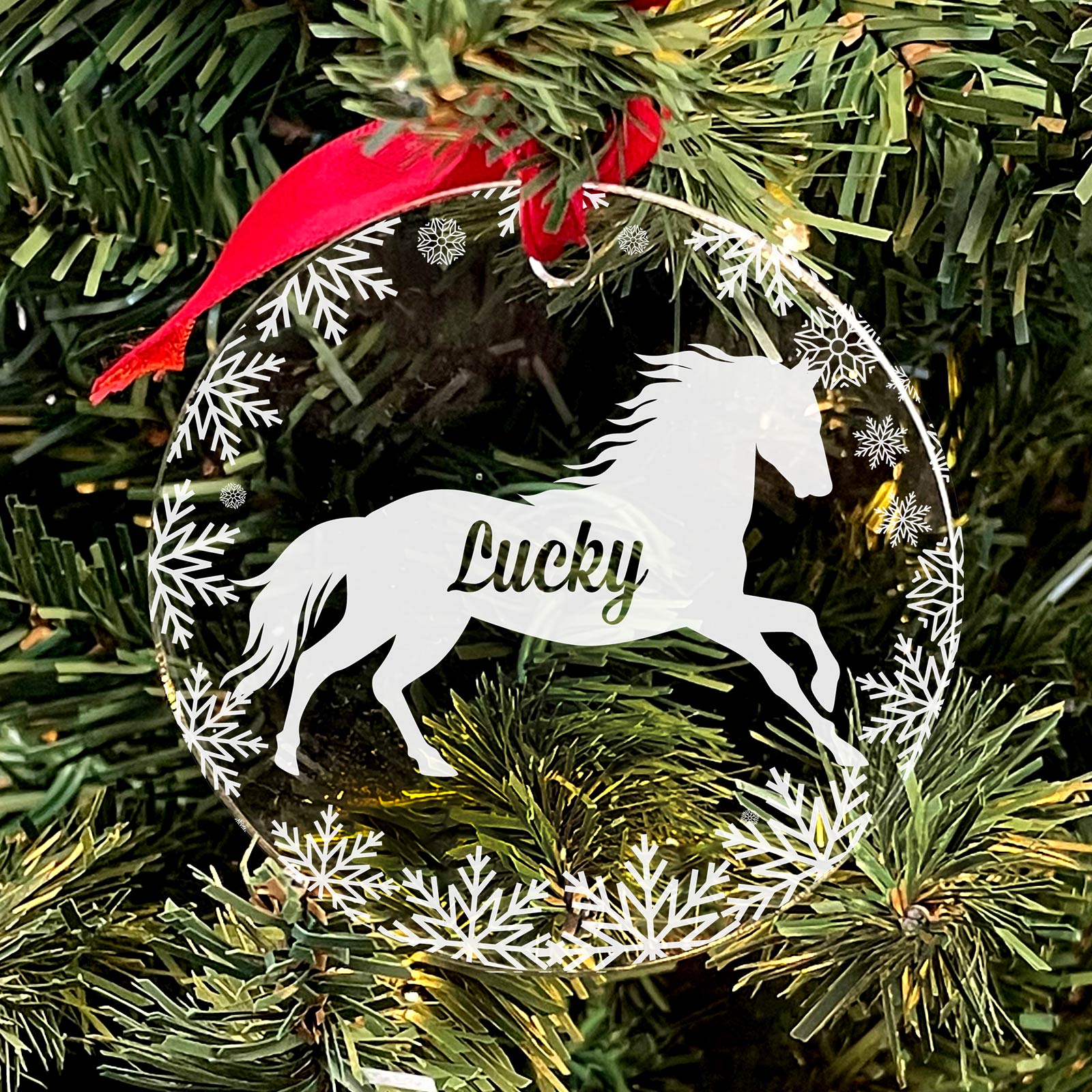 Paard Kerstballen met eigen naam - Bella Mia