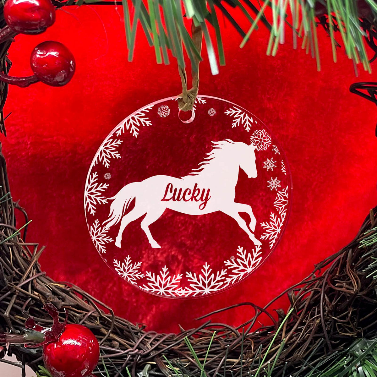 Paard Kerstballen met eigen naam - Bella Mia