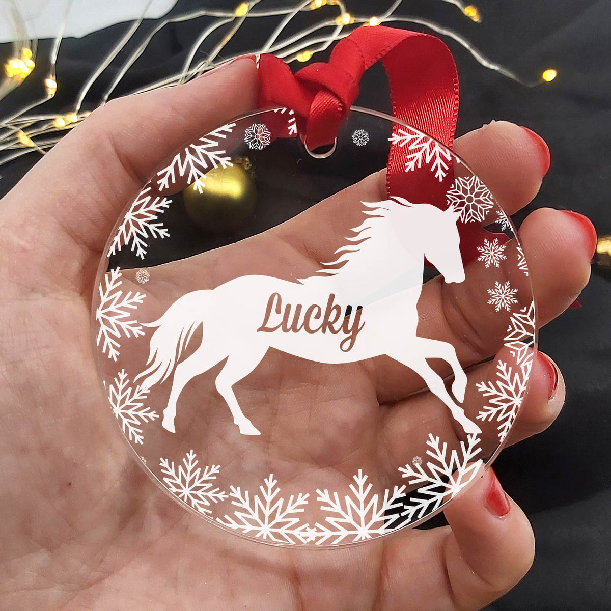 Paard Kerstballen met eigen naam - Bella Mia