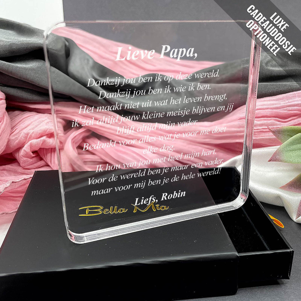 Papa, dankzij jou ben ik op deze wereld Plexi Glas Cadeau - Bella Mia