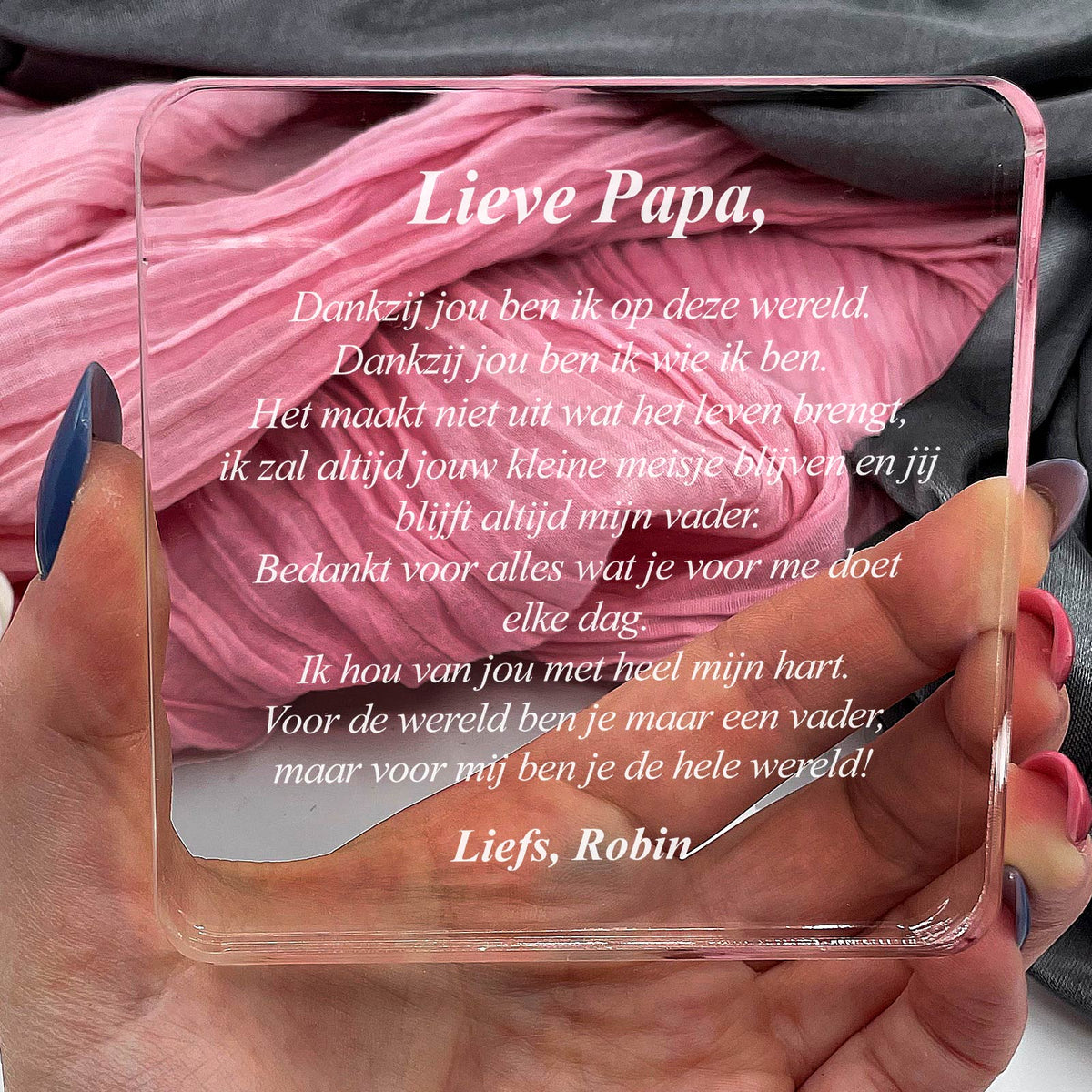 Papa, dankzij jou ben ik op deze wereld Plexi Glas Cadeau - Bella Mia