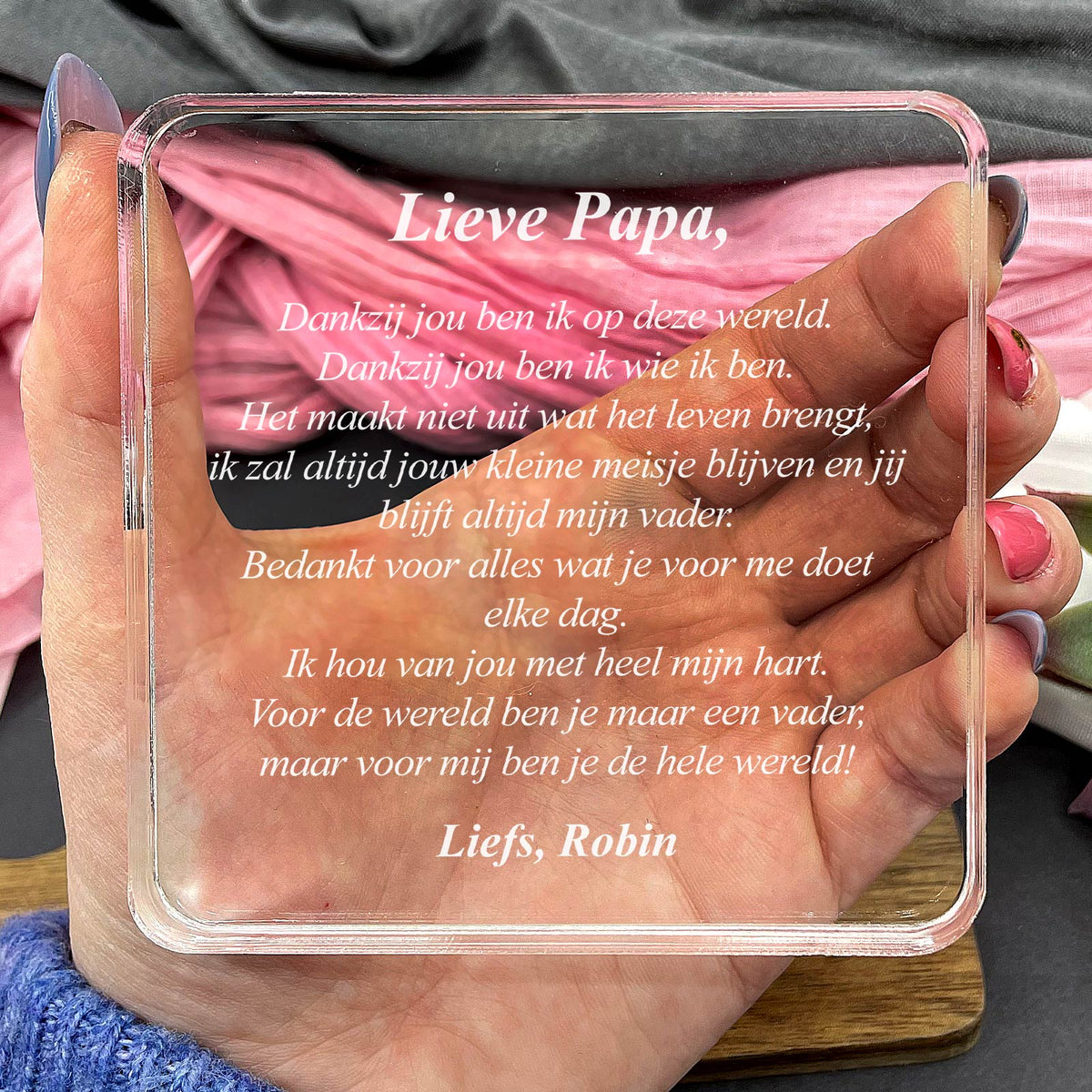 Papa, dankzij jou ben ik op deze wereld Plexi Glas Cadeau - Bella Mia