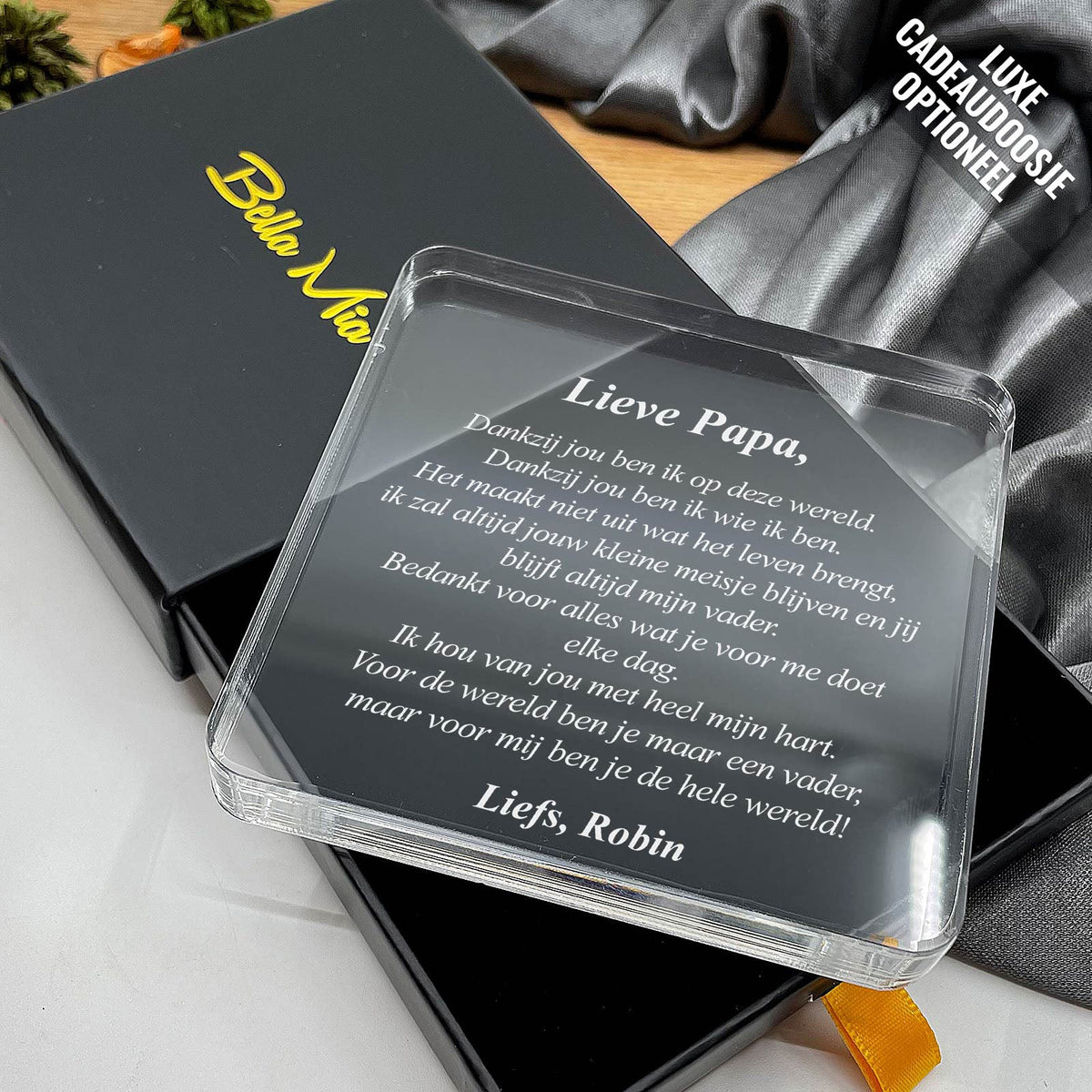 Papa, dankzij jou ben ik op deze wereld Plexi Glas Cadeau - Bella Mia