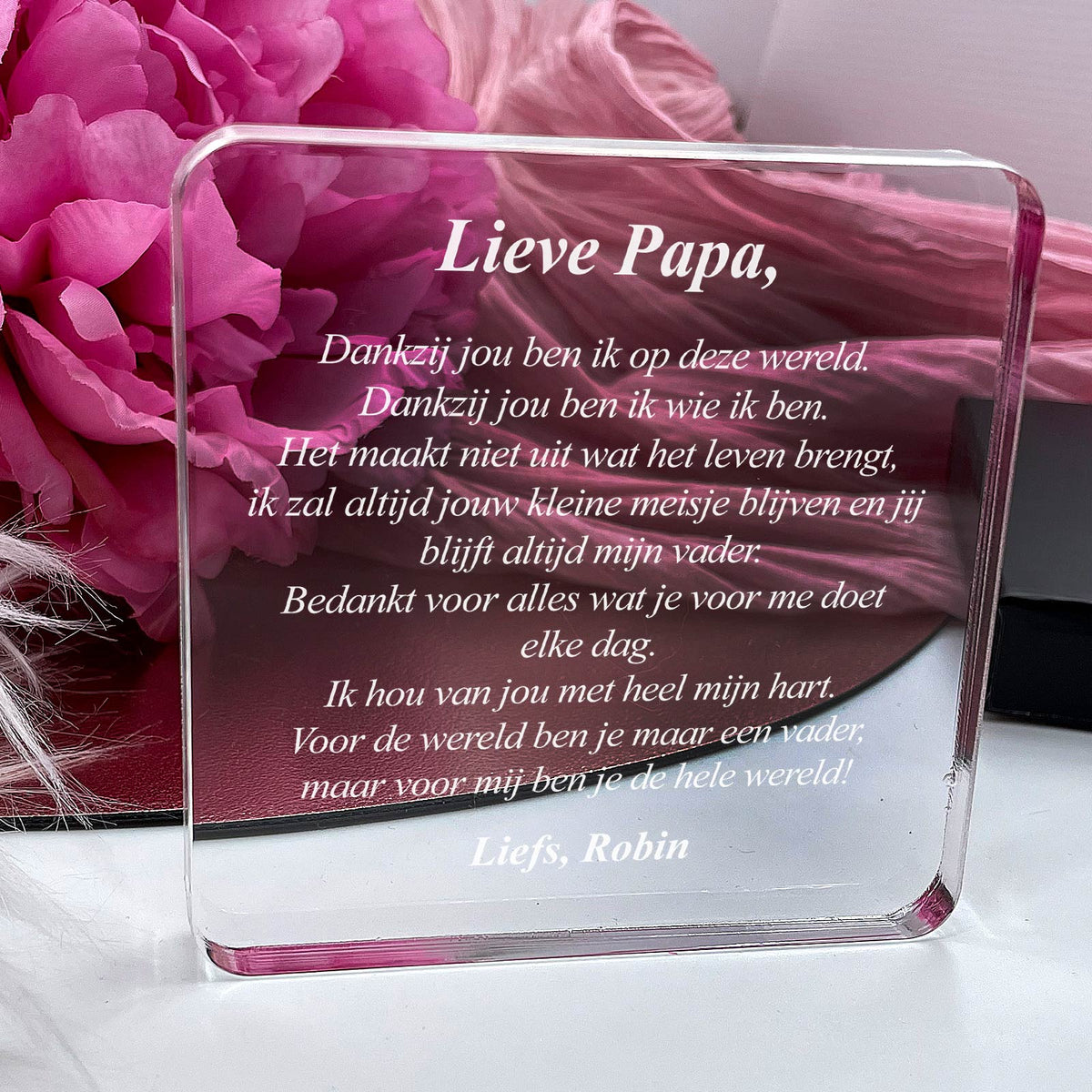 Papa, dankzij jou ben ik op deze wereld Plexi Glas Cadeau - Bella Mia