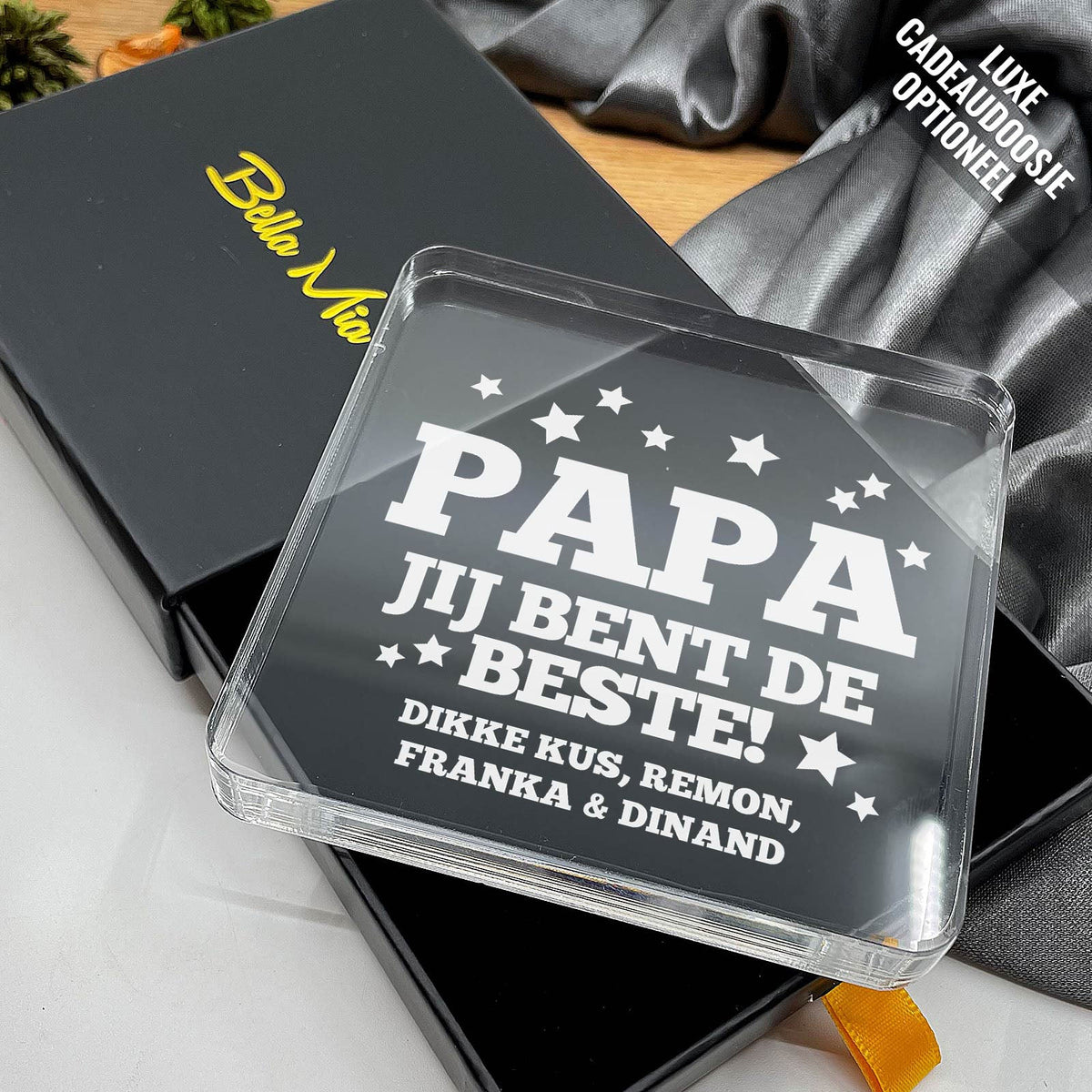 Papa, Jij Bent De Beste! Plexi Glas Cadeau - Bella Mia
