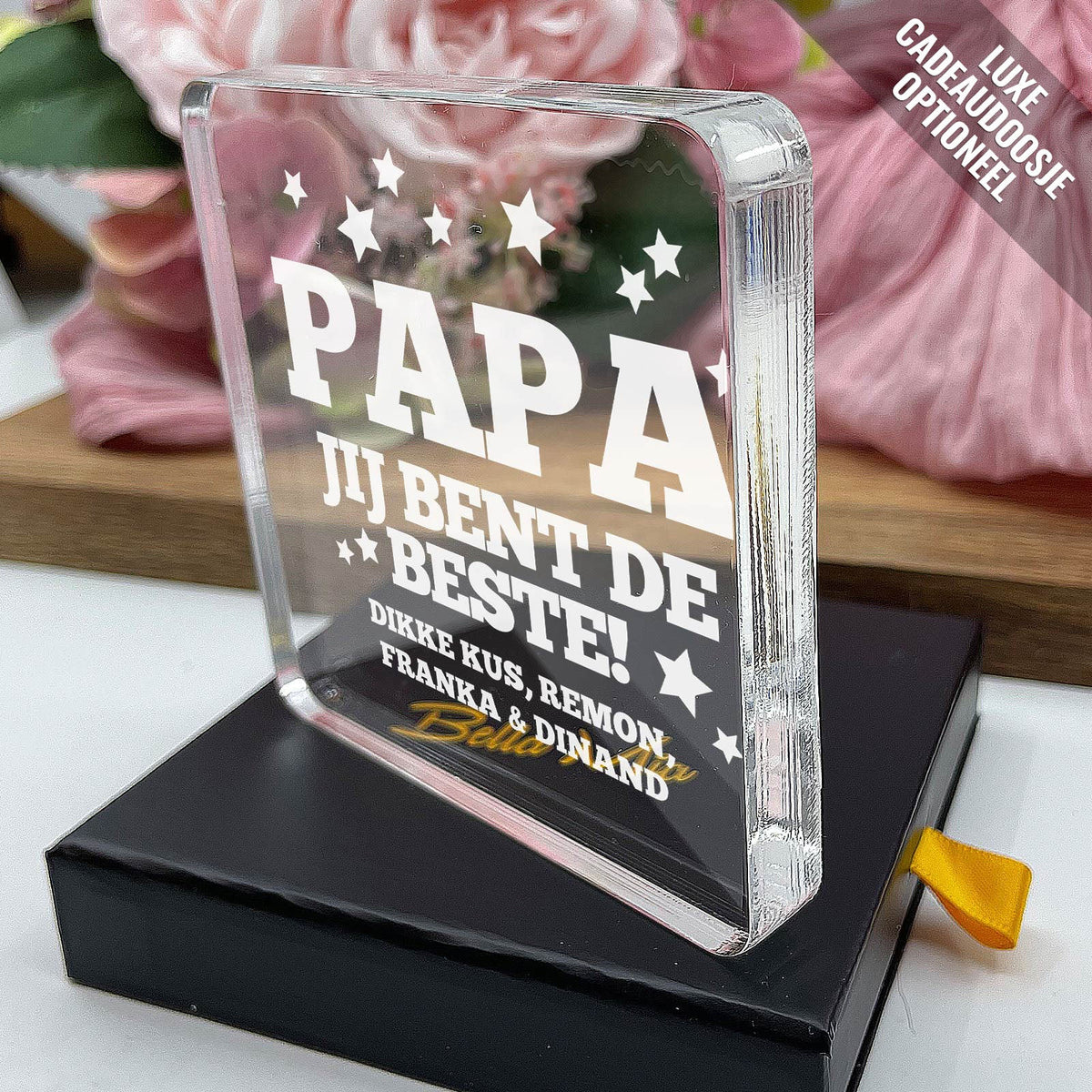 Papa, Jij Bent De Beste! Plexi Glas Cadeau - Bella Mia
