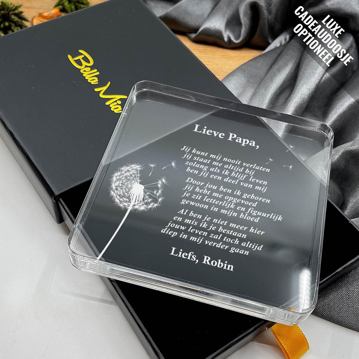 Papa Jij Kunt Mij Nooit Verlaten Plexi Glas Cadeau - Bella Mia