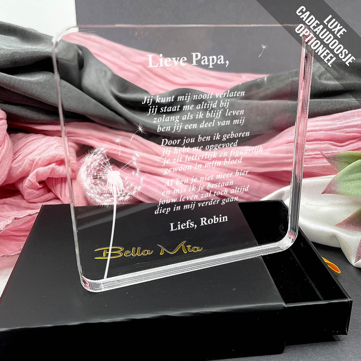 Papa Jij Kunt Mij Nooit Verlaten Plexi Glas Cadeau - Bella Mia