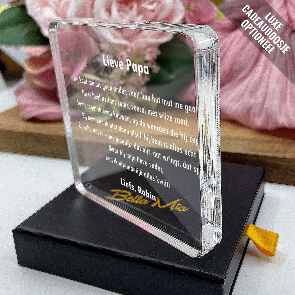 Papa Kent Mij Als Geen Ander Plexi Glas Cadeau - Bella Mia