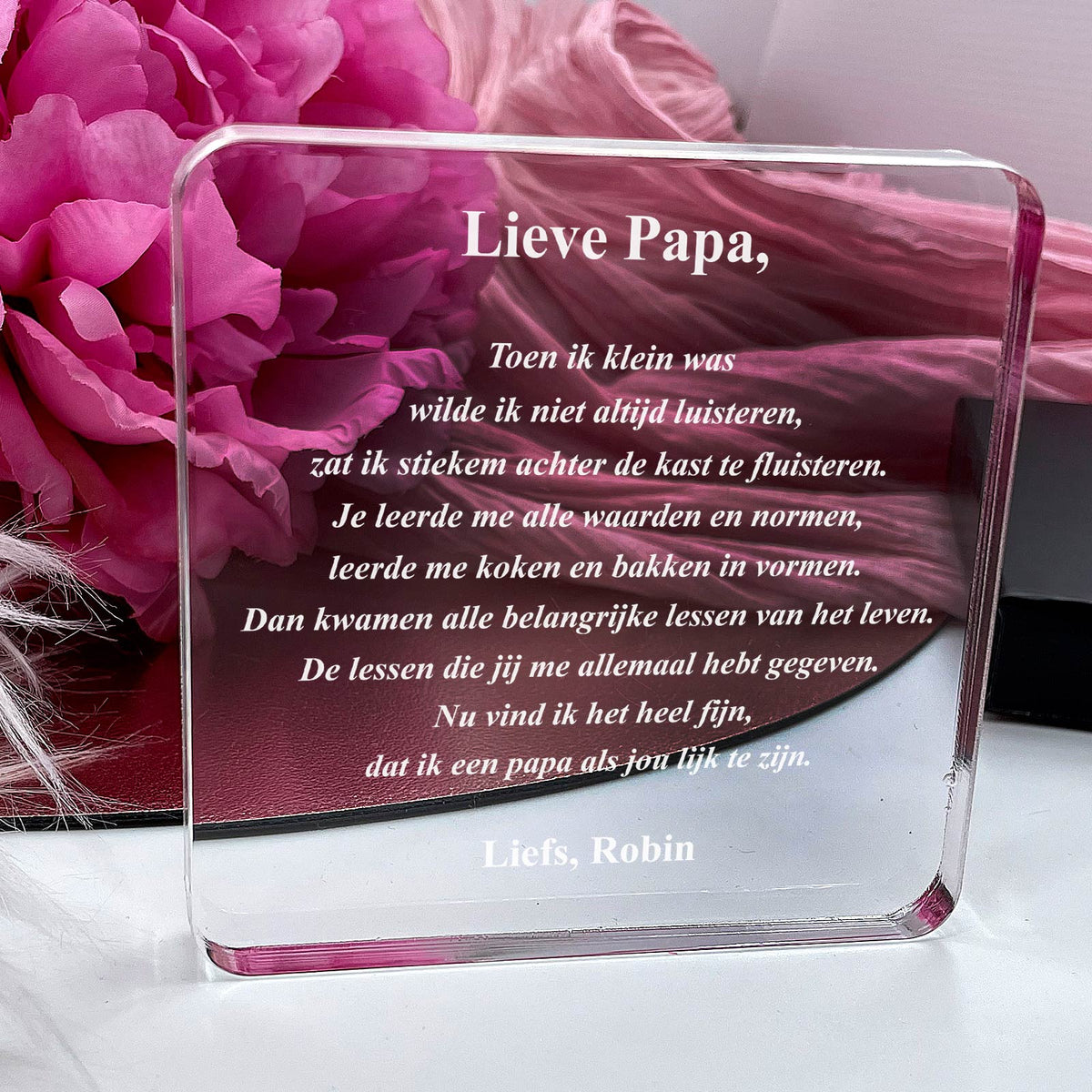 Papa Toen Ik Klein Was Plexi Glas Cadeau - Bella Mia