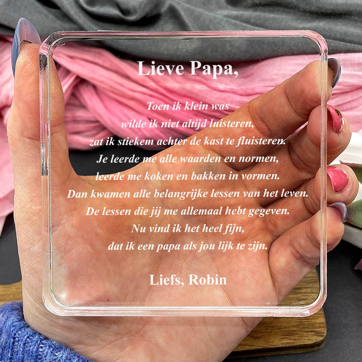 Papa Toen Ik Klein Was Plexi Glas Cadeau - Bella Mia