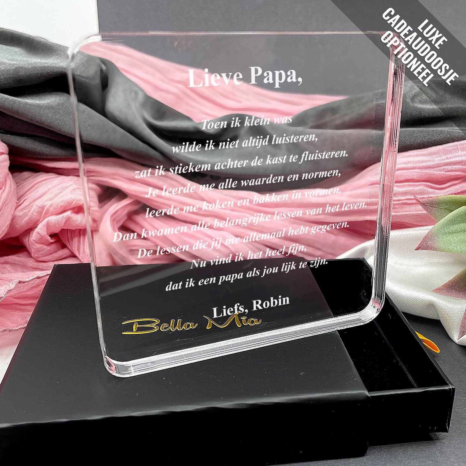 Papa Toen Ik Klein Was Plexi Glas Cadeau - Bella Mia