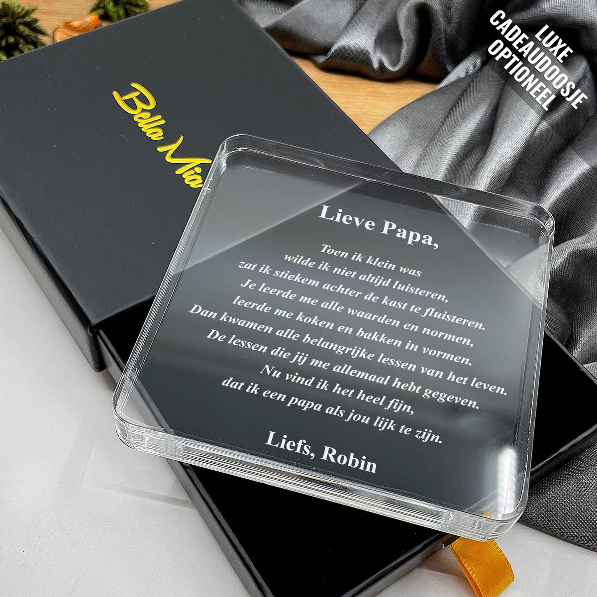 Papa Toen Ik Klein Was Plexi Glas Cadeau - Bella Mia