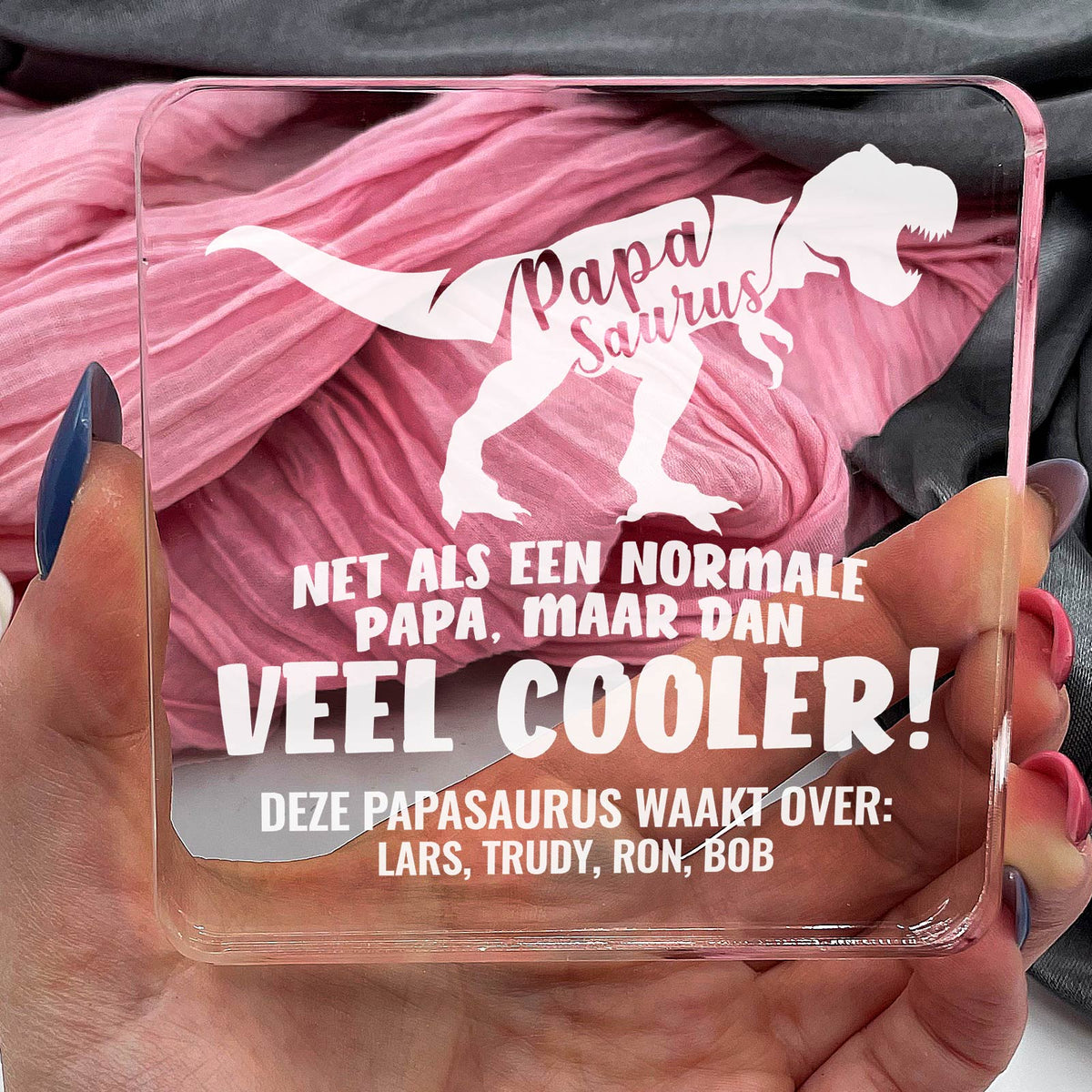 Papasaurus Plexi Glas Cadeau - Bella Mia