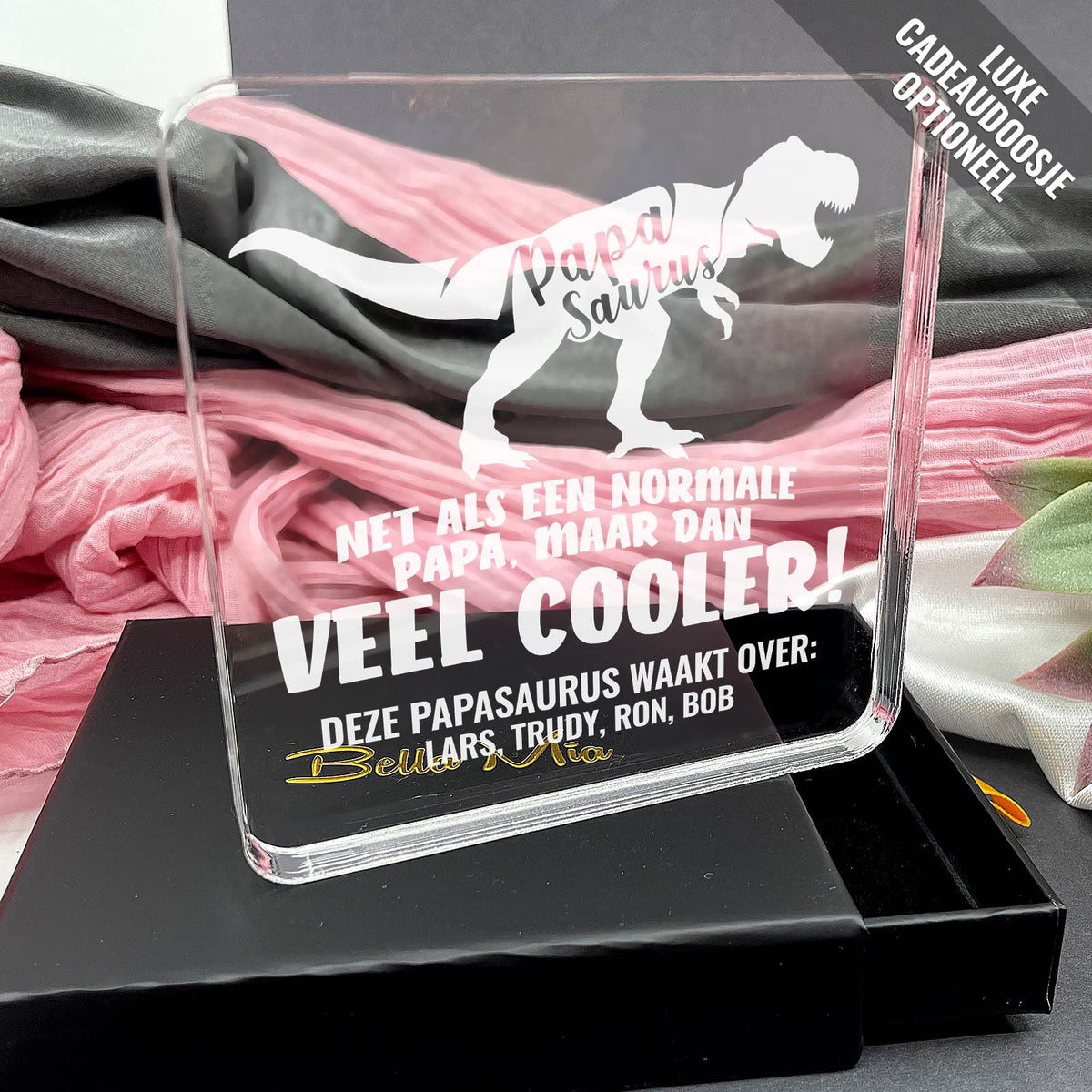 Papasaurus Plexi Glas Cadeau - Bella Mia