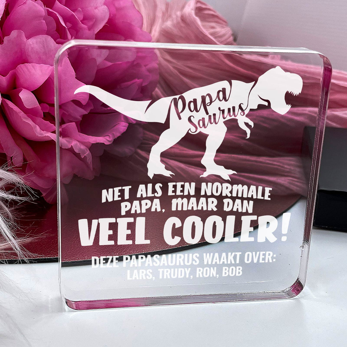 Papasaurus Plexi Glas Cadeau - Bella Mia