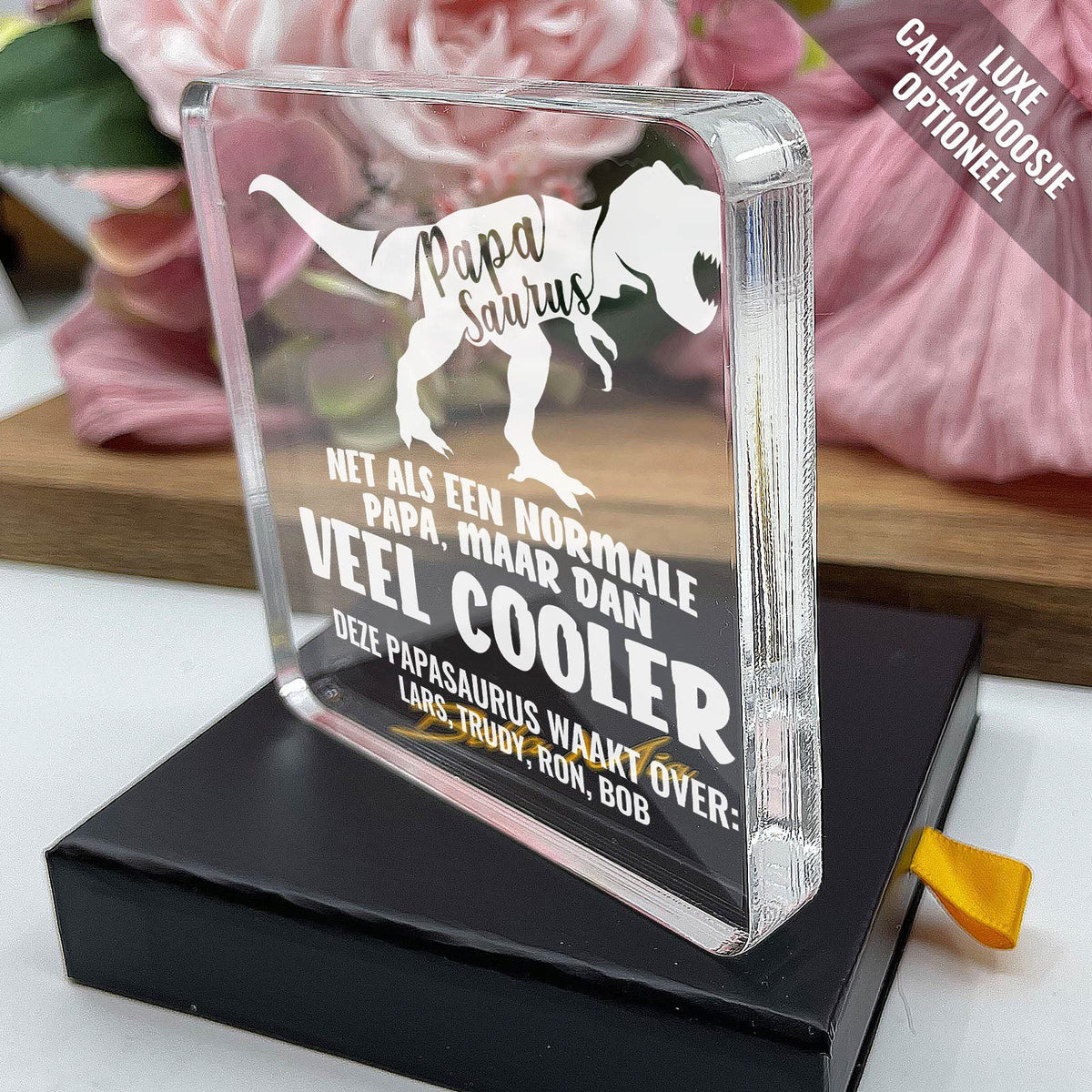 Papasaurus Plexi Glas Cadeau - Bella Mia