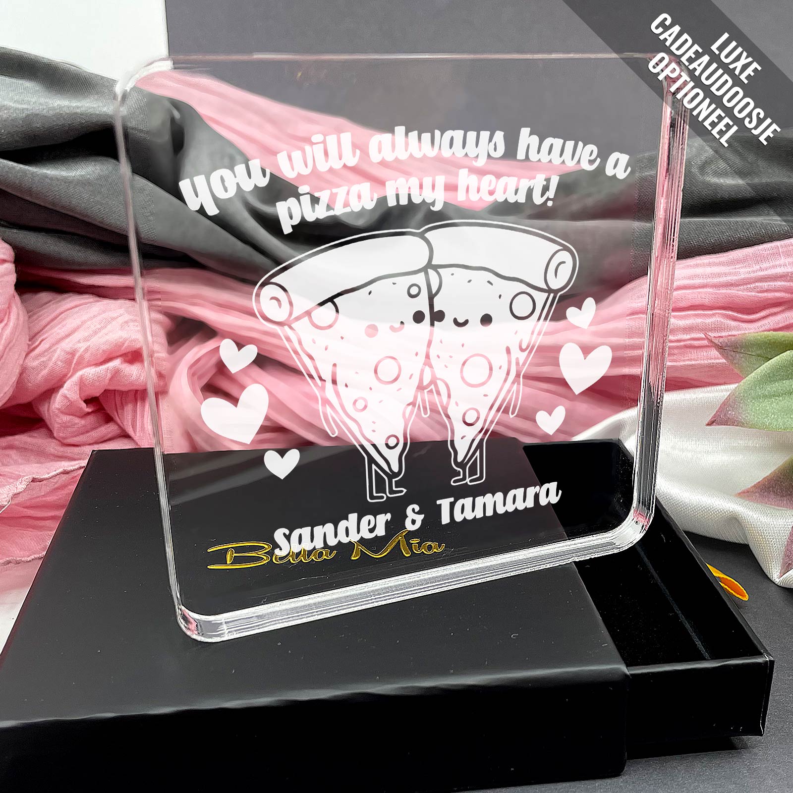 Pizza My Heart - Plexi Glas Cadeau - Bella Mia