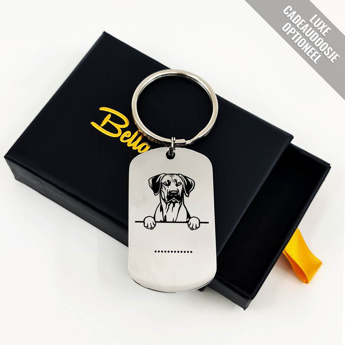 Rhodesian Ridgeback Met Naam Sleutelhanger - Bella Mia