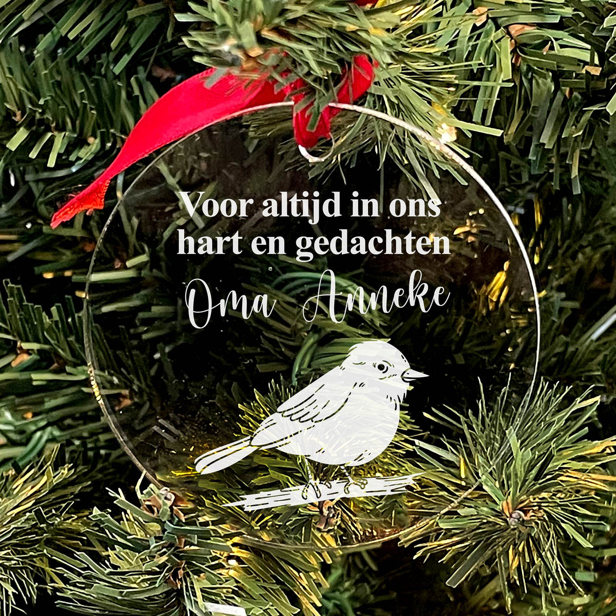 Roodborstje ter nagedachtenis - Plexiglas Kerstbal - Bella Mia