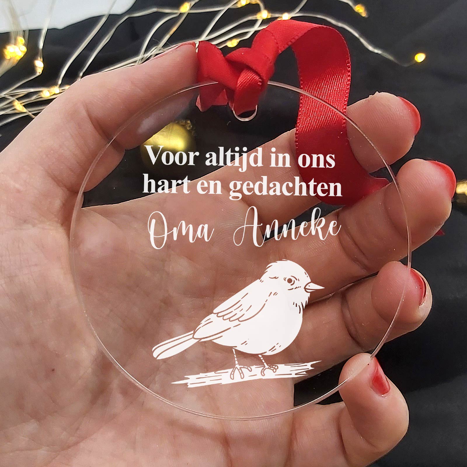 Roodborstje ter nagedachtenis - Plexiglas Kerstbal - Bella Mia