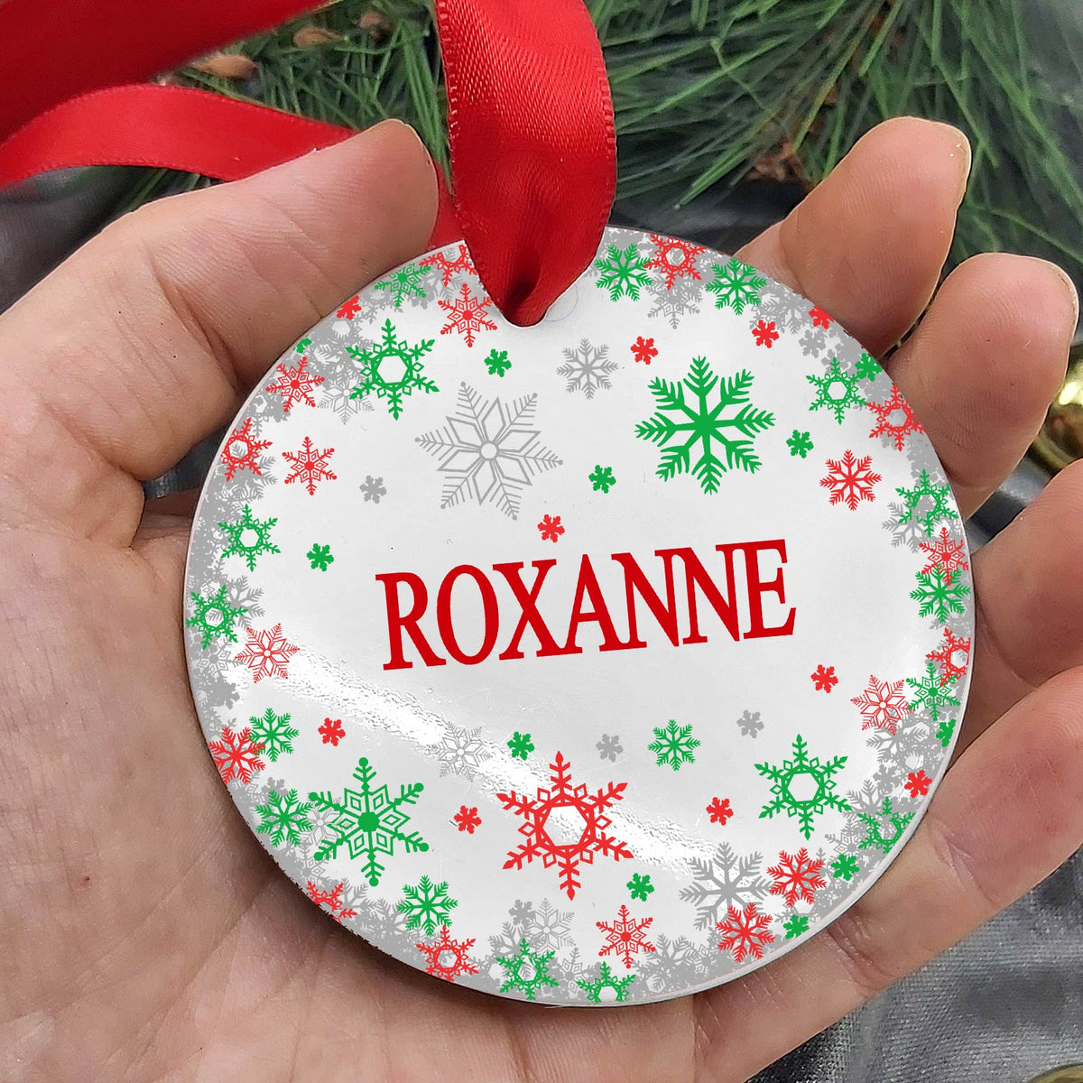 Sneeuwvlokjes met Namen Keramische Kerstbal - Bella Mia