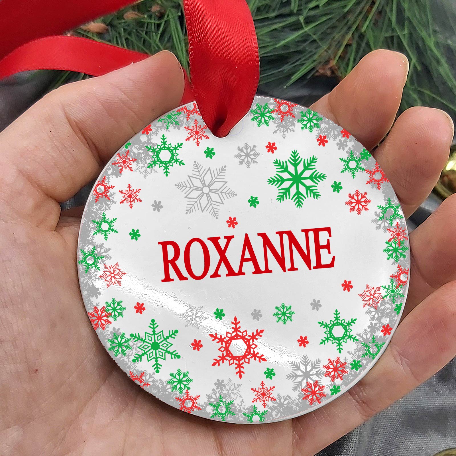 Sneeuwvlokjes met Namen Keramische Kerstbal - Bella Mia