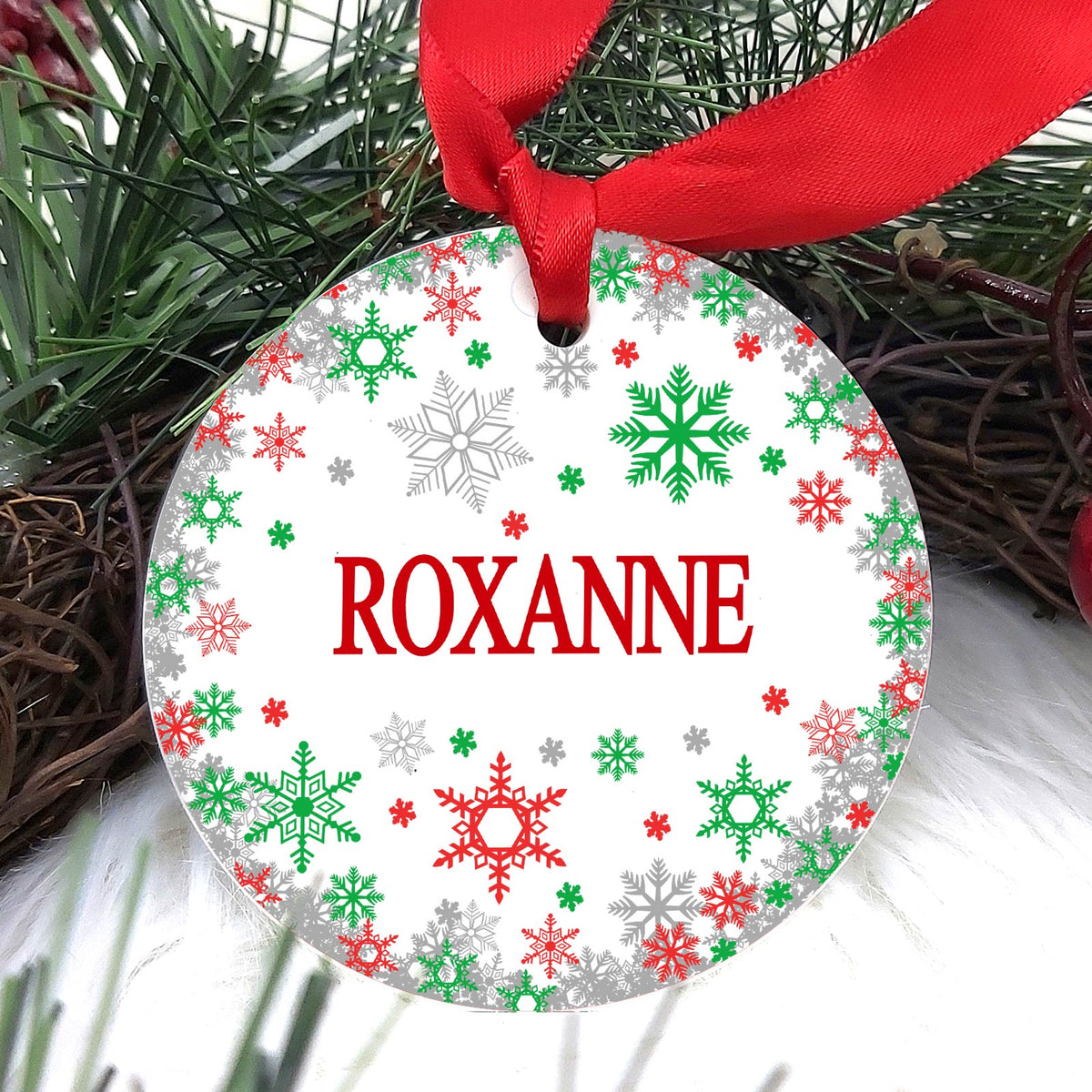 Sneeuwvlokjes met Namen Keramische Kerstbal - Bella Mia