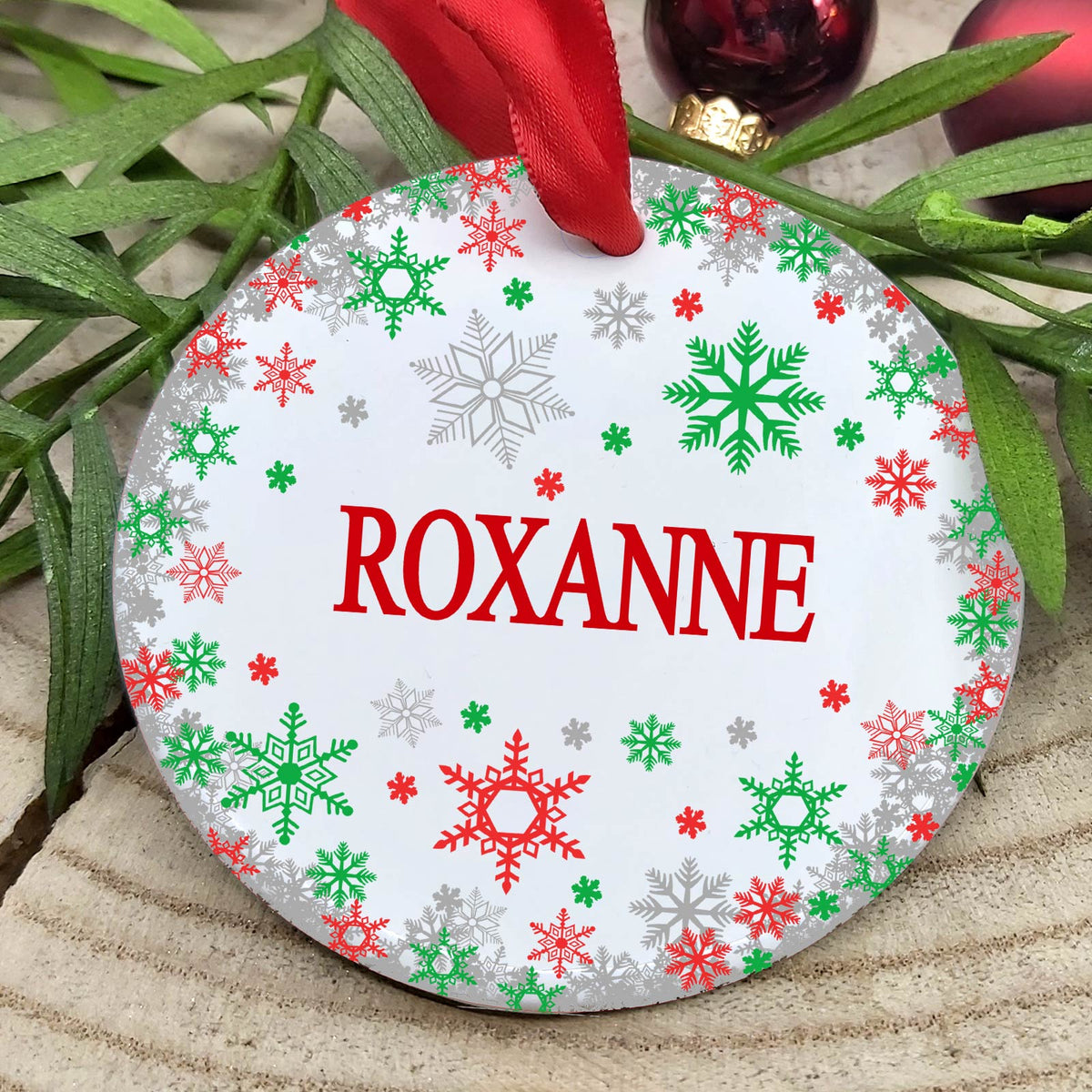 Sneeuwvlokjes met Namen Keramische Kerstbal - Bella Mia