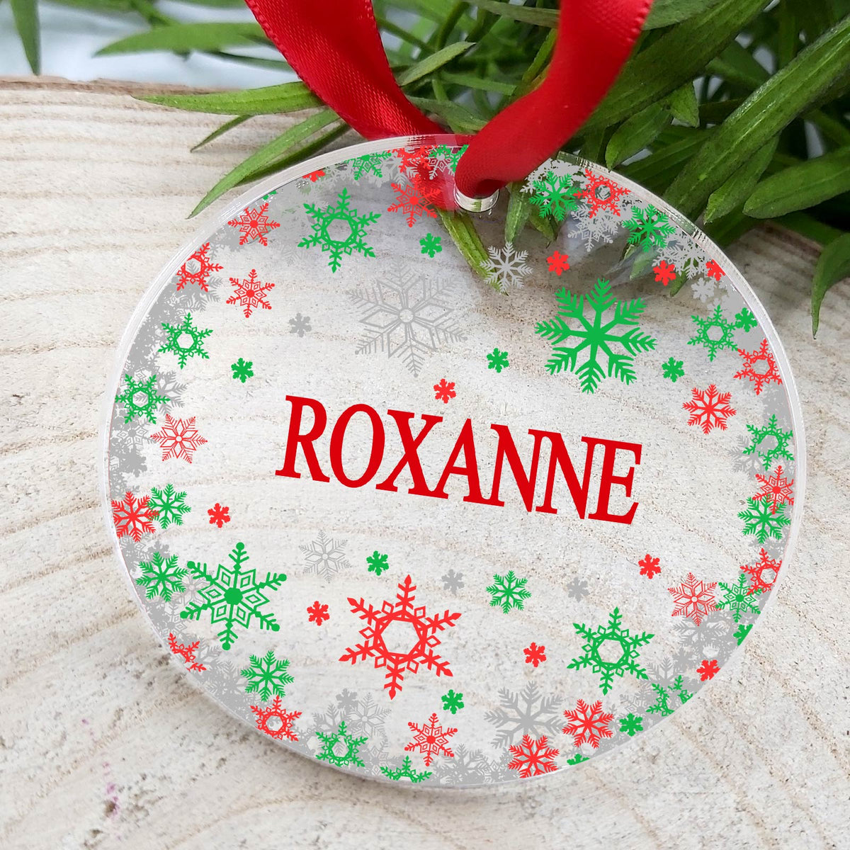 Sneeuwvlokjes met Namen Plexiglas Kerstbal - Bella Mia