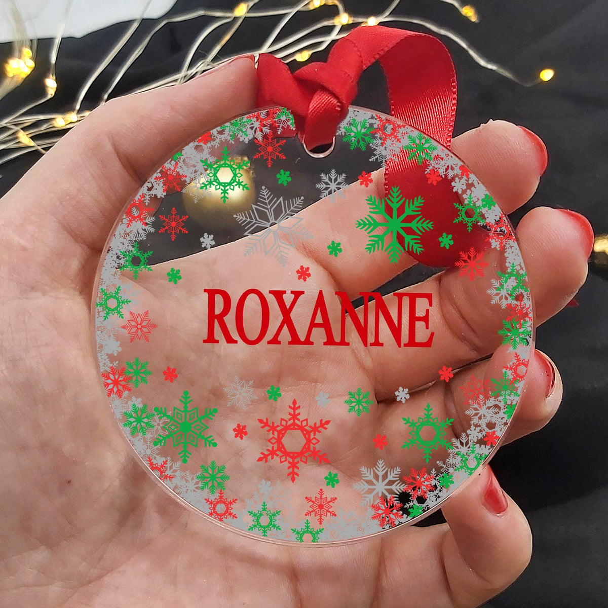 Sneeuwvlokjes met Namen Plexiglas Kerstbal - Bella Mia