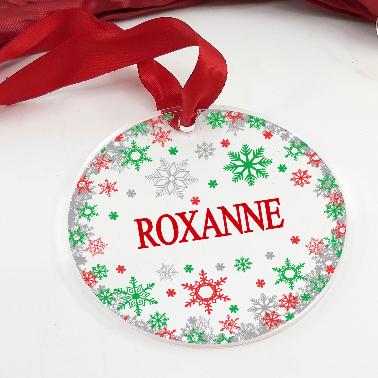 Sneeuwvlokjes met Namen Plexiglas Kerstbal - Bella Mia