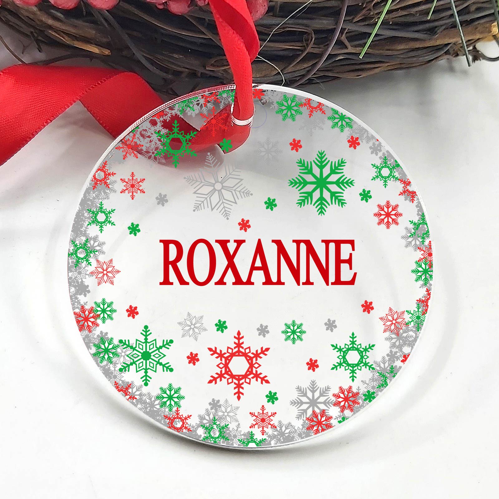 Sneeuwvlokjes met Namen Plexiglas Kerstbal - Bella Mia