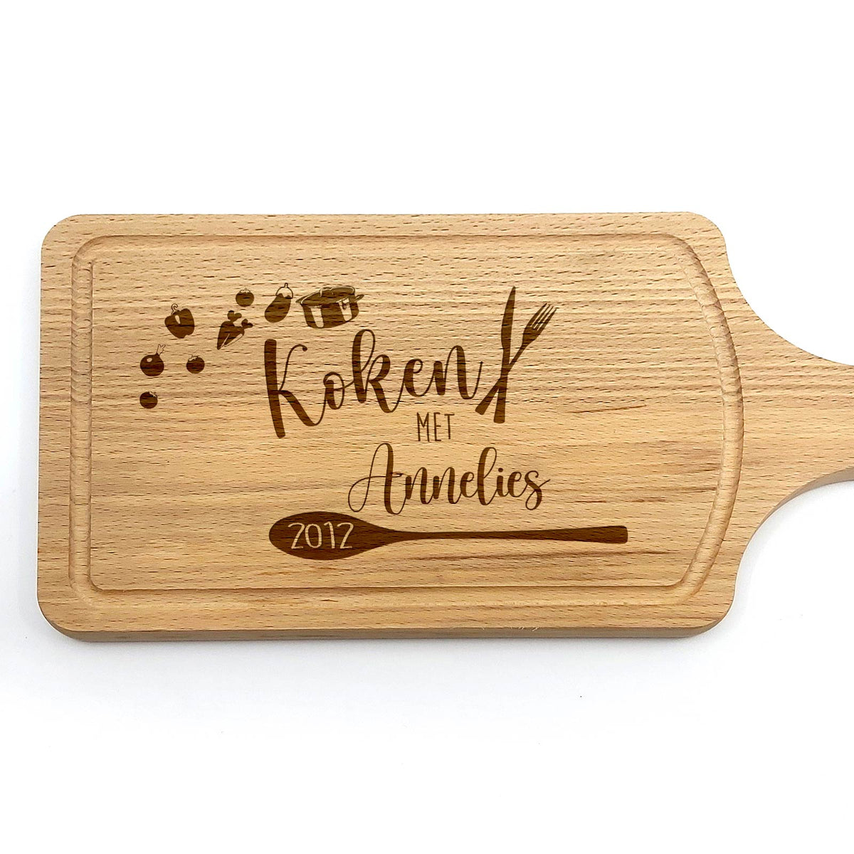 Snijplank Koken Met ... Naam en Datum - Bella Mia